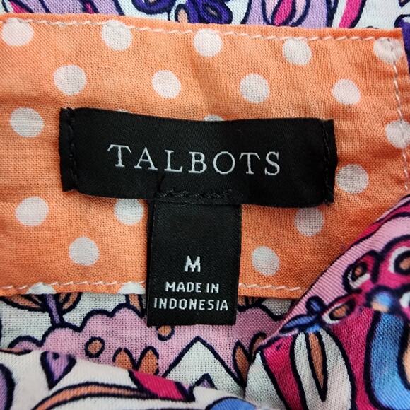 Talbots Shirt Womens Size Medium Button Front Magical Floral Cotton Lightweight - Picture 7 of 8